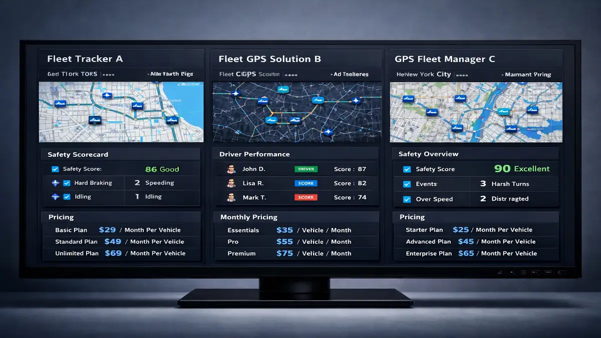 Dashboard comparison of the best fleet GPS tracking systems for small fleets and local service businesses