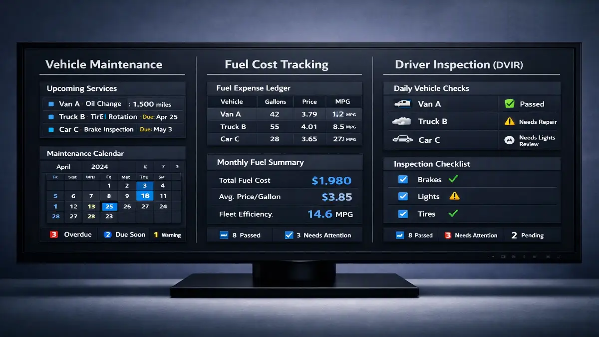 Dashboard comparison of the best fleet management software for small businesses